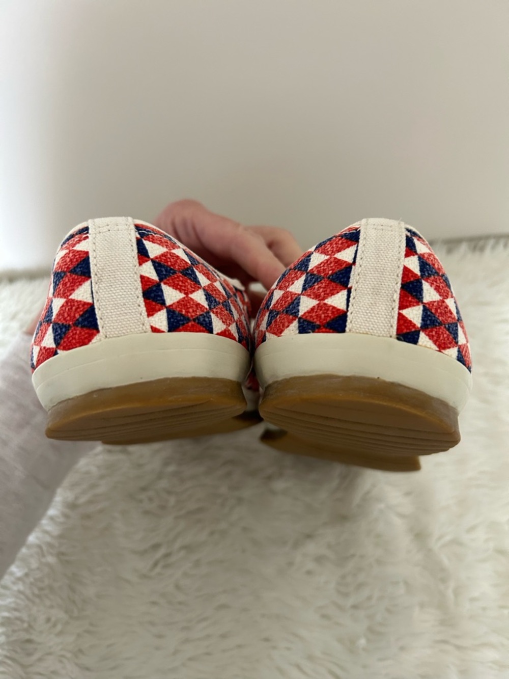Tory Burch Sport Patterned Red & Blue Canvas Sneakers - Picture 2 of 14